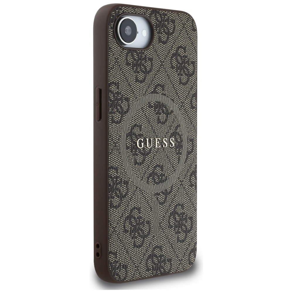 Etui Guess 4G Ring Classic Logo MagSafe do iPhone 16e brązowy